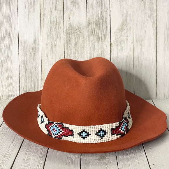 LOVELY BIRD San Miguel Aztec Beaded Band Wool Fedora Hat main image 8